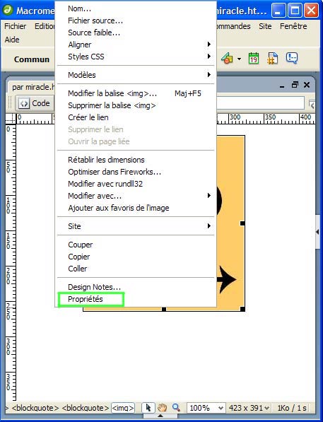 Définir une carte graphique avec Dreamweaver
