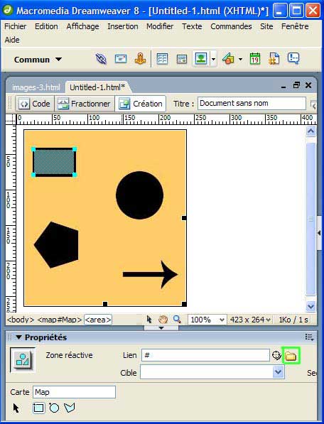 Définir une carte interactive avec Dreamweaver