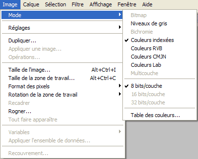 changer le mode d'image en Photoshop