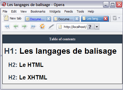Extraire la table des matières avec Opera
