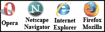 les navigateurs : Opera, Netscape Navigator, Internet Explorer et Firefox Mozilla