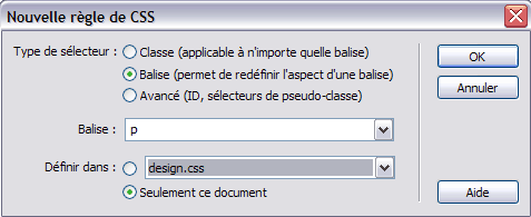 les sélecteurs CSS sous Dreamweaver : sélecteur de type, classe, id et pseudo-classe