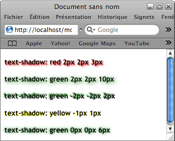 la propriété text-shadow sous safari